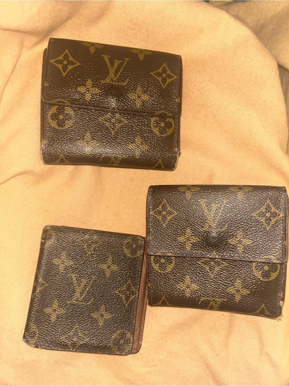 Louis Vuitton Brown and Gold Monogram Wallet Set